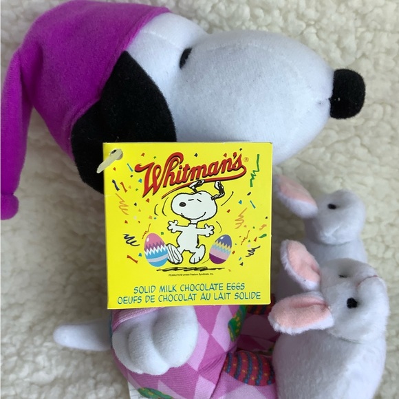 Whitmans Peanuts Plush Snoopy Dog Bunny Slippers Pjs Stuffed Animal Toy w Tags - Picture 5 of 7